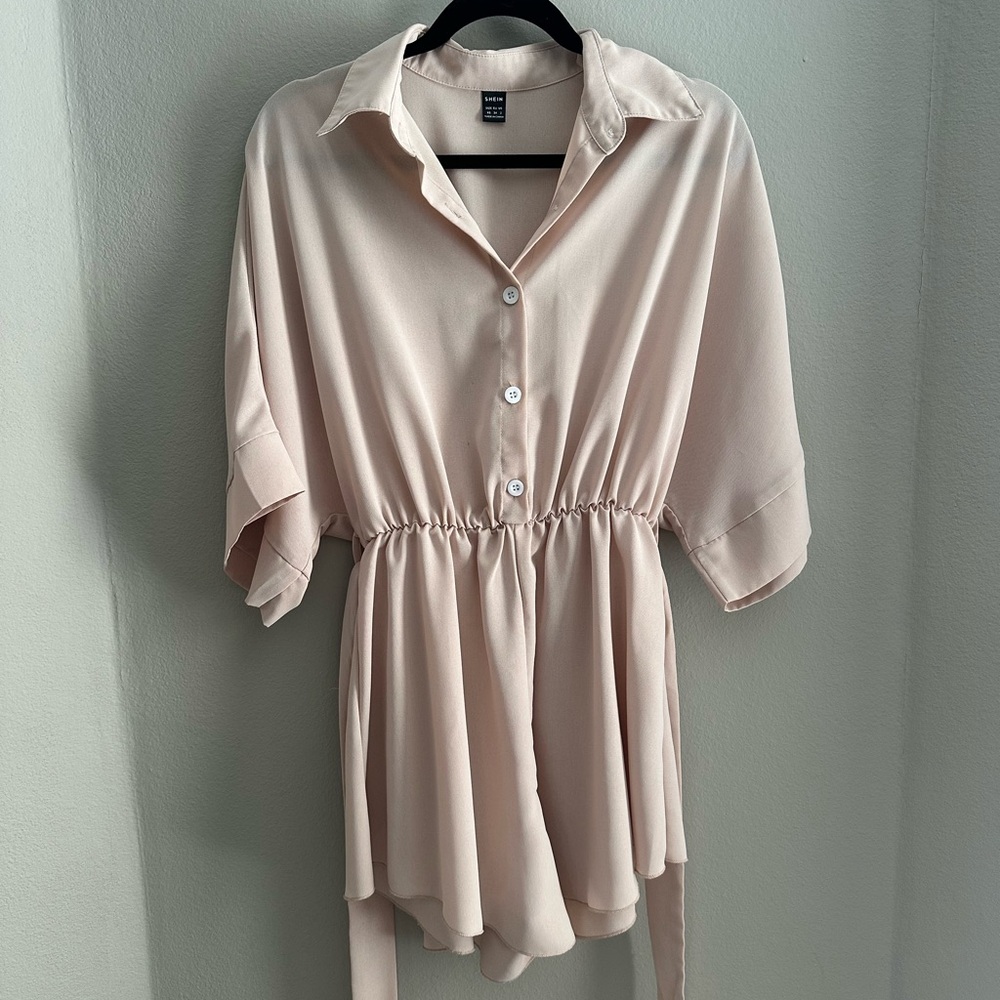 Elegant Cream Button-Up Romper